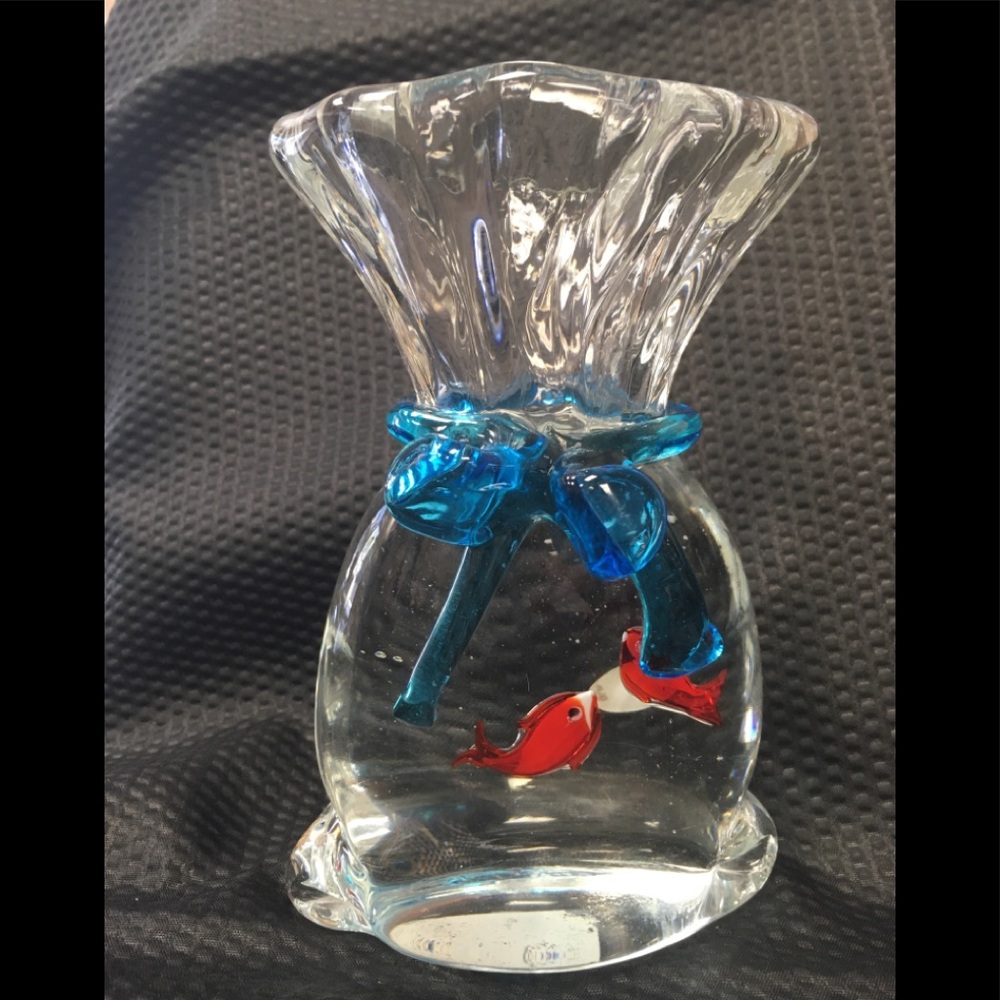 Murano Italy Studio Red Fish Glass Sculpture
